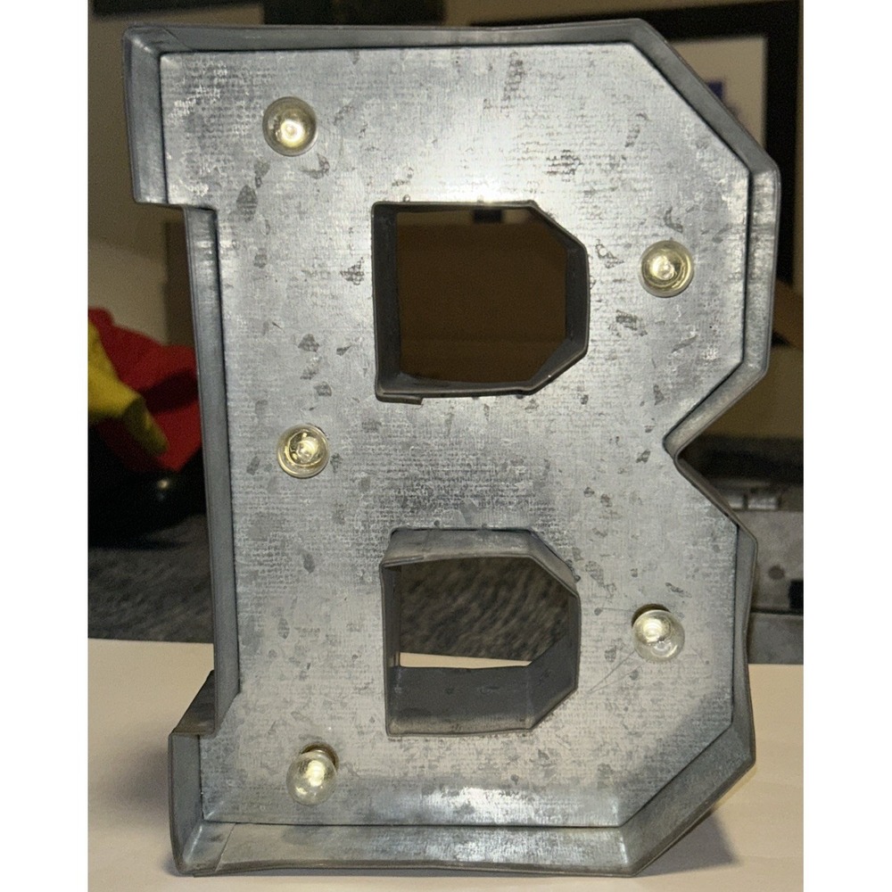 B-A-R Marquee Letter Light Signs Made of Galvanized Metal Industrial Style - Picture 3 of 16